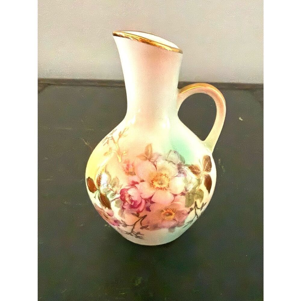 Vintage Schumann Arzberg Bavaria Germany Porcelain Hand Painted Pitcher 4.5"
